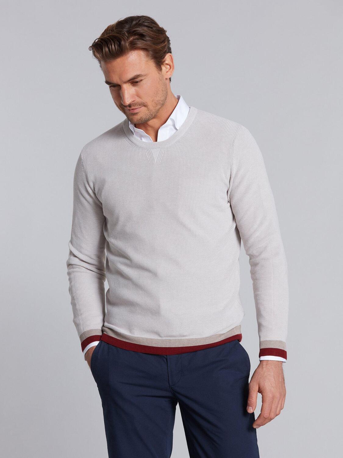 Pull col rond sable