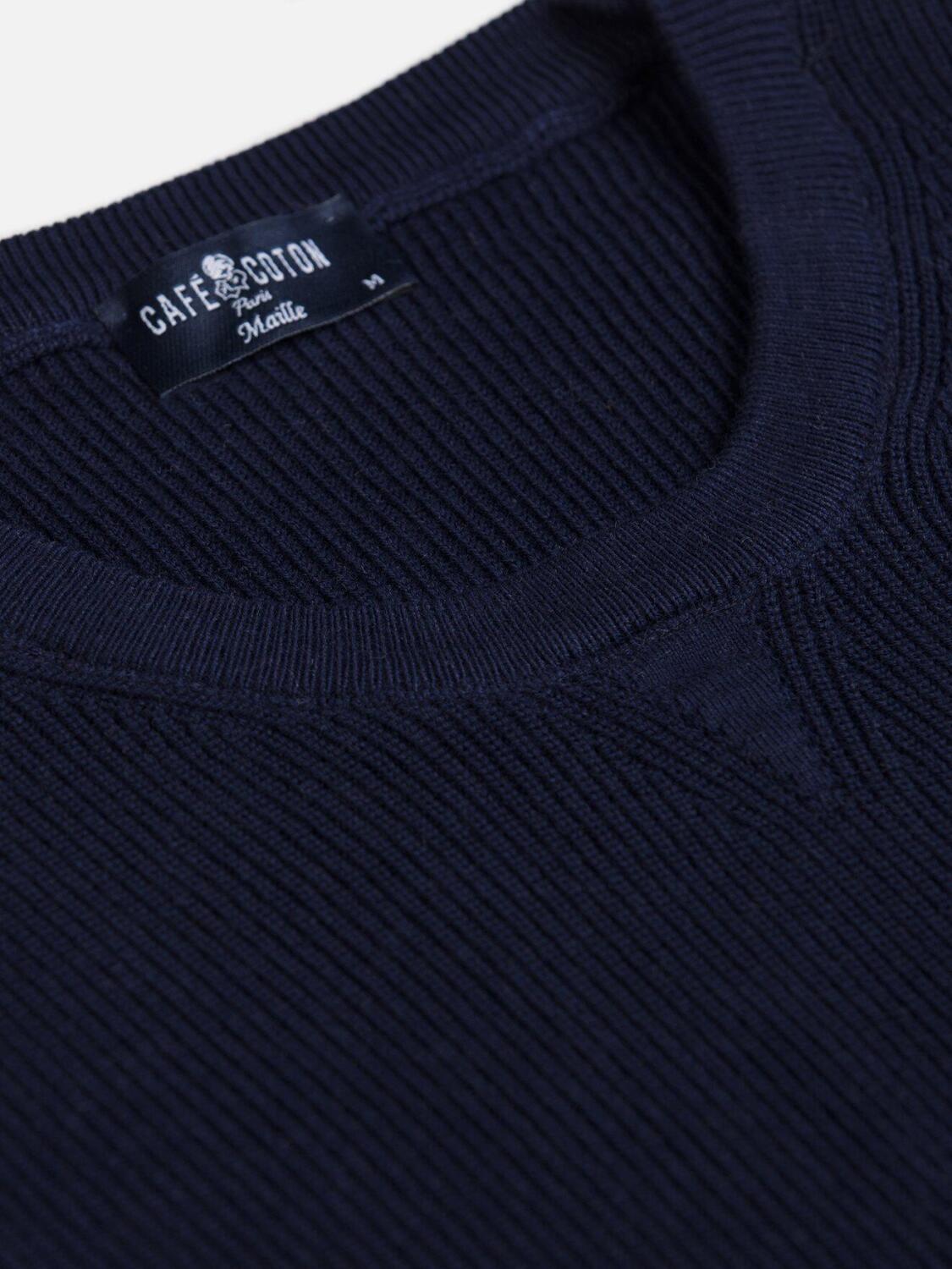 Pull col rond marine