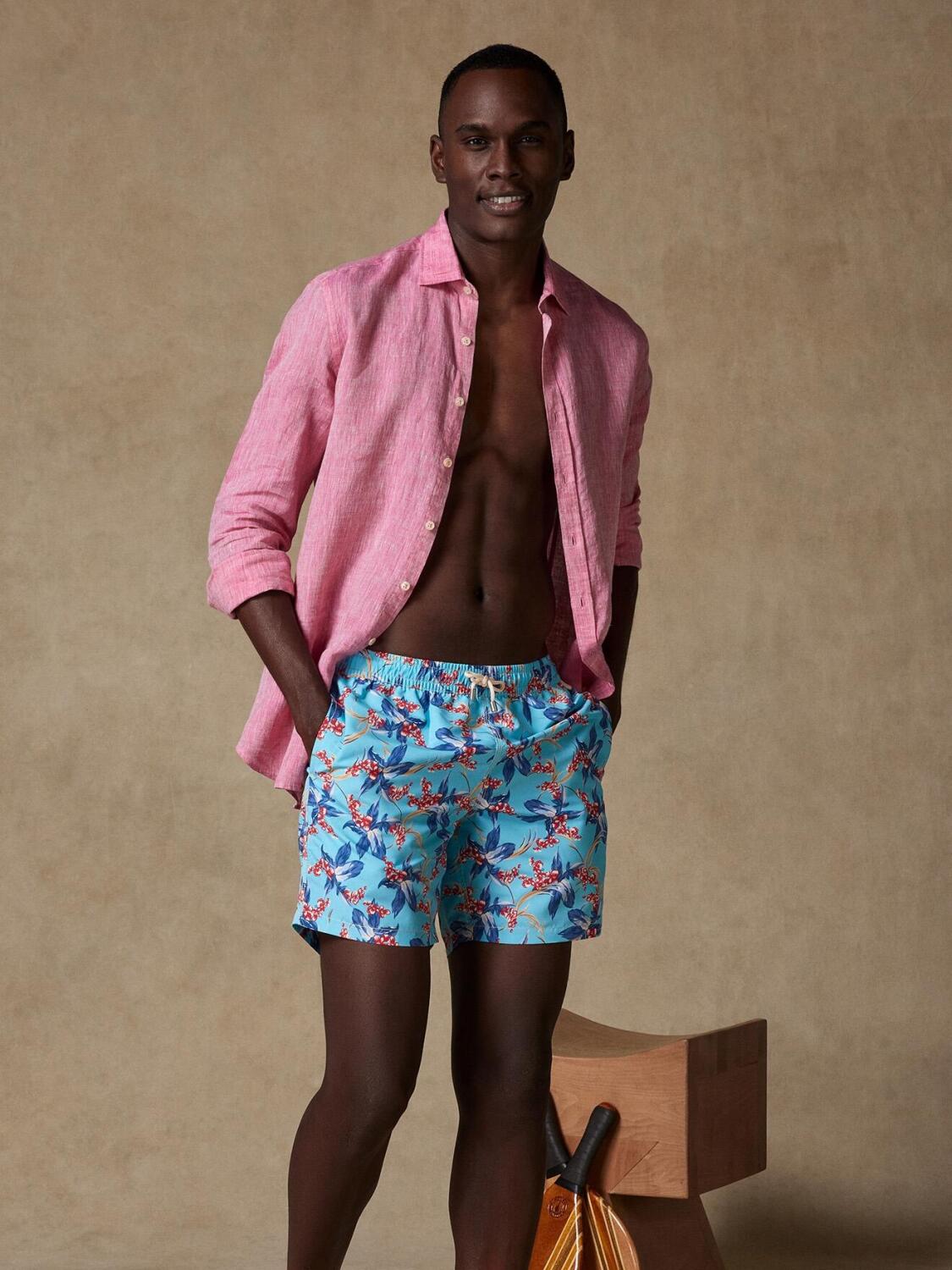 Maillot de bain turquoise jardin tropical