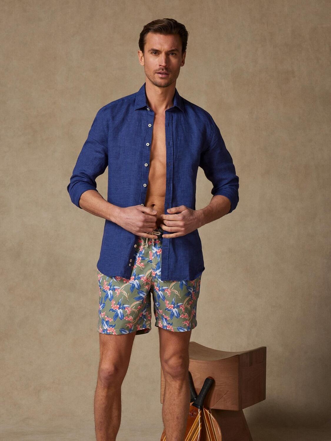 Maillot de bain kaki jardin tropical