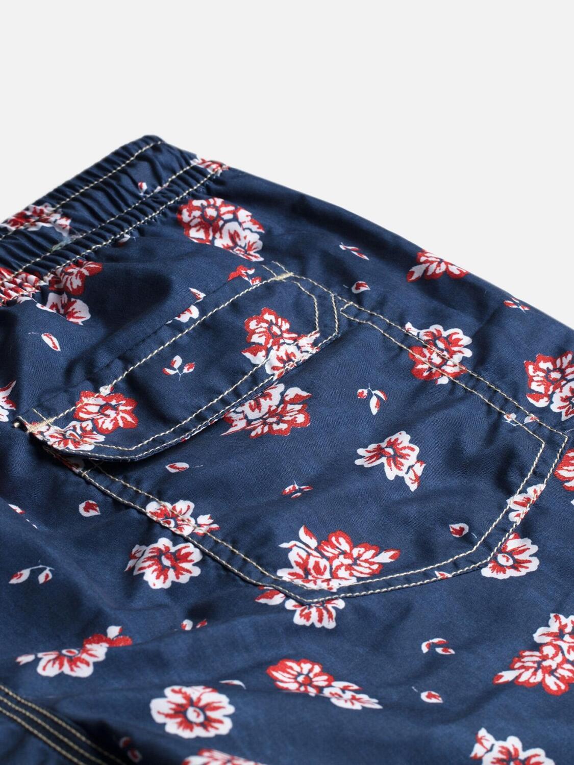 Indigo geblümter Badeanzug