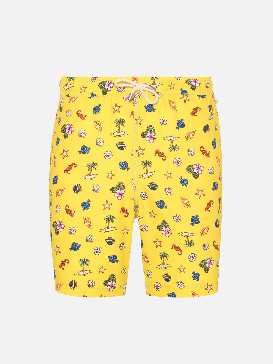 Yellow printed Shell swimsuit