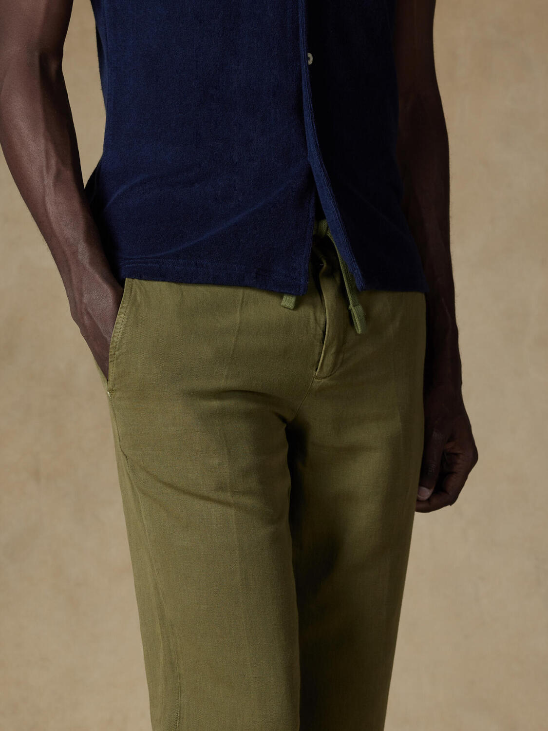 Pantalon Fred en lin kaki