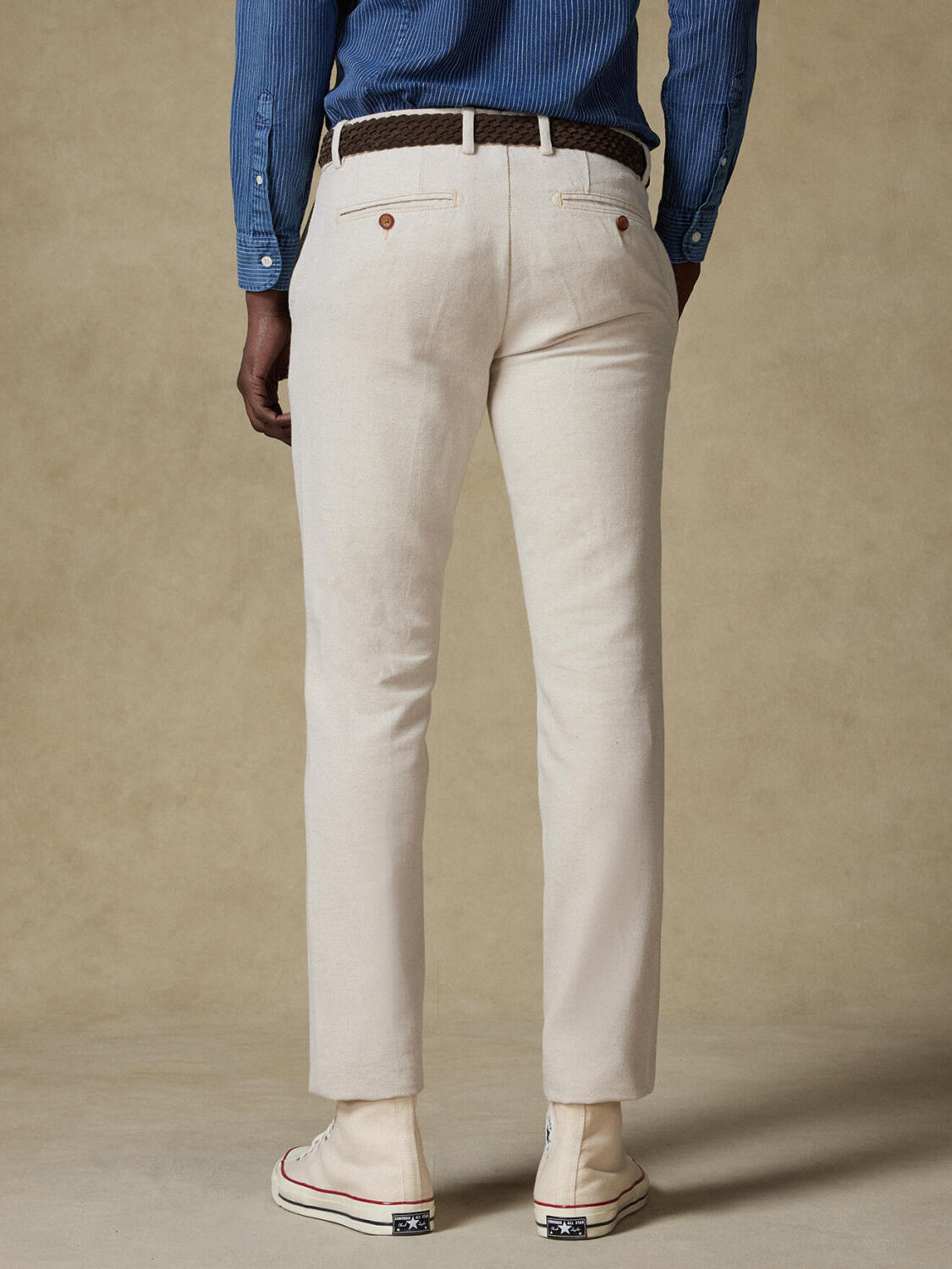 Pantaloni Adam in cotone lino sabbia