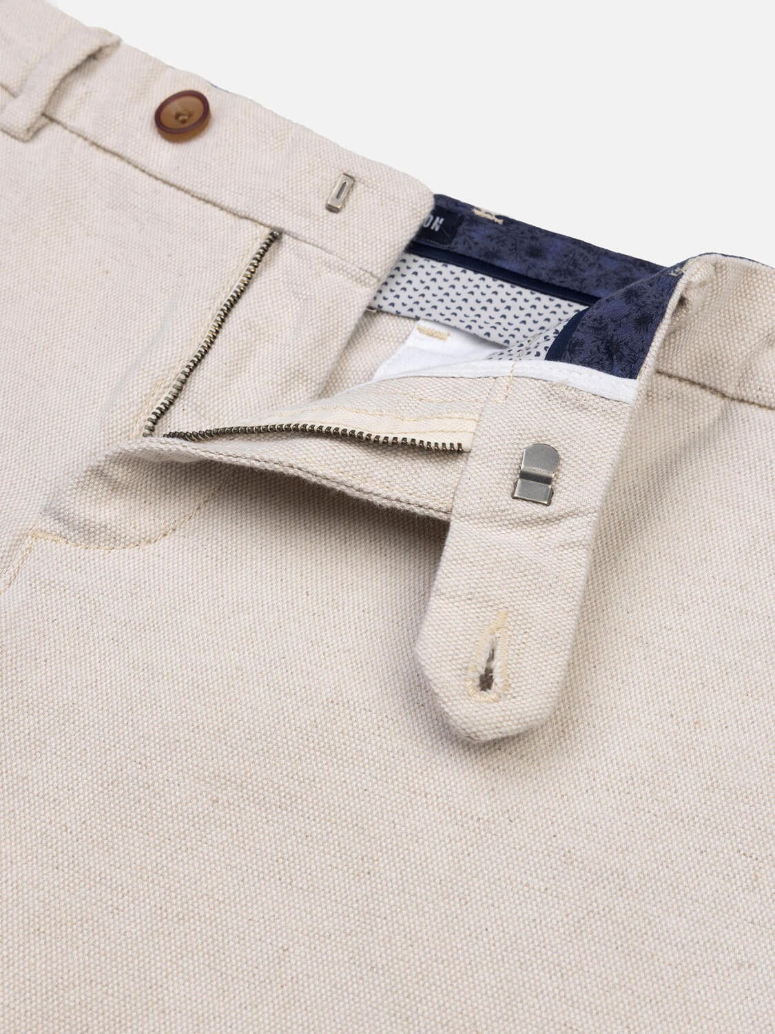 Pantaloni Adam in cotone lino sabbia