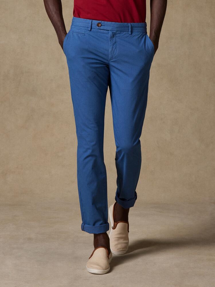 Cobalt coloured chino trousers