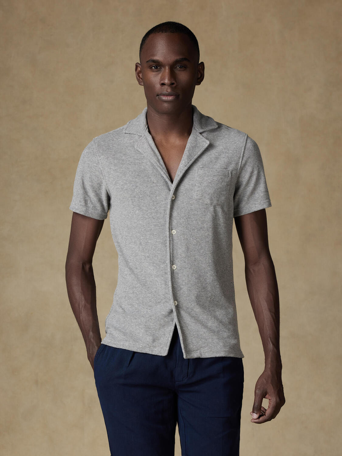 Grijs badstof shirt - Korte mouwen