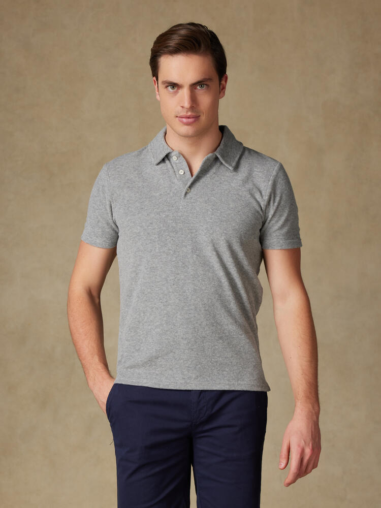 Terry mottled grey polo shirt