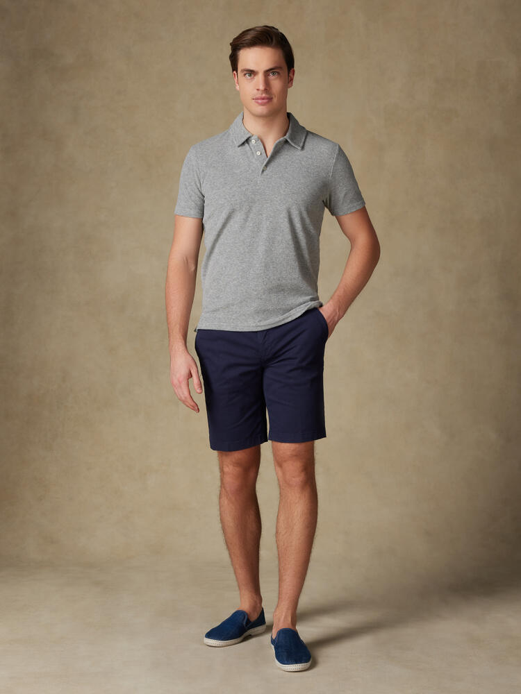 Terry mottled grey polo shirt