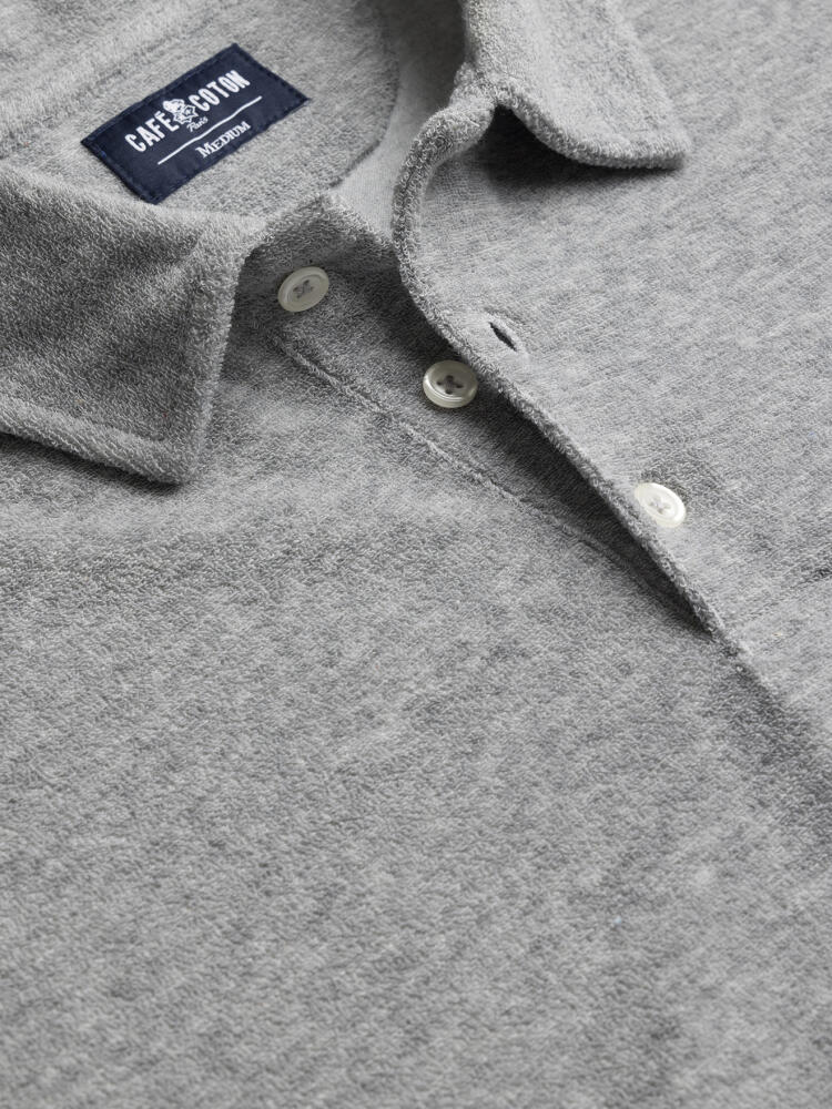 Terry mottled grey polo shirt