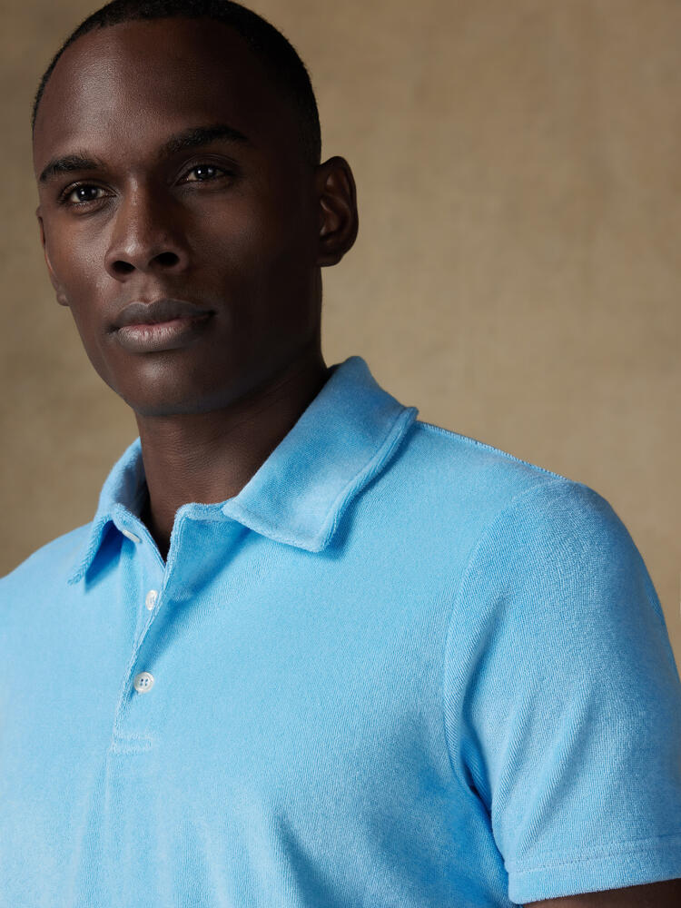 Terry celadon polo shirt