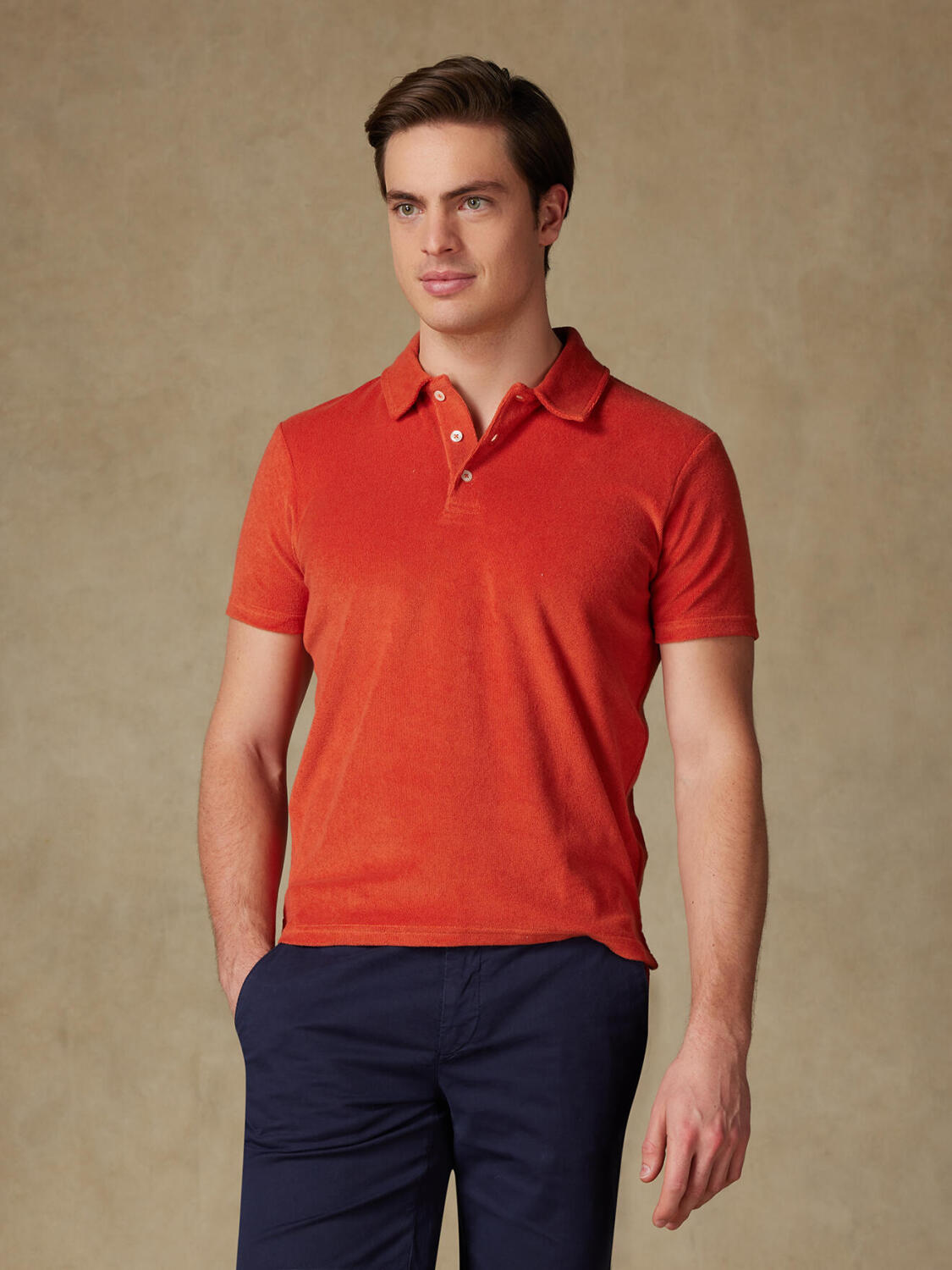 Terry orange polo shirt