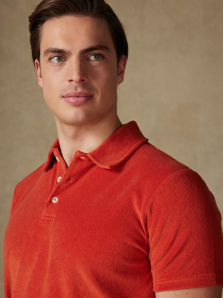 Frottee-Poloshirt orange