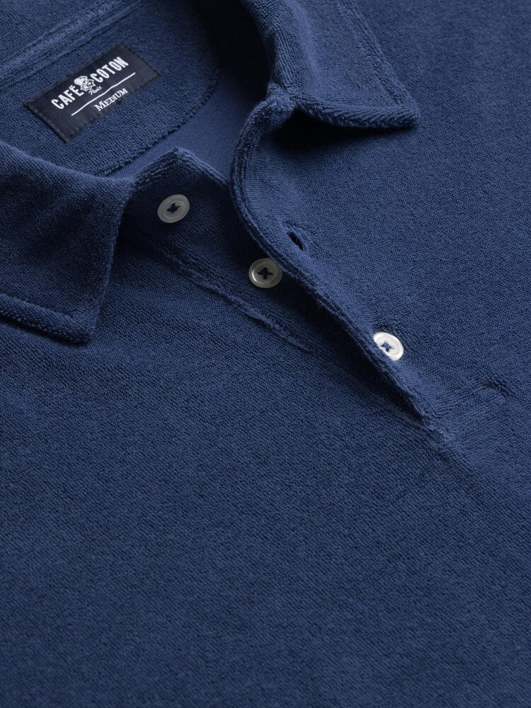 Frottee-Poloshirt blau