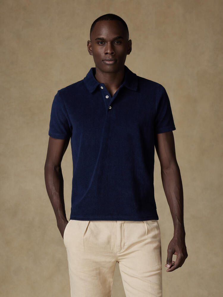 Terry navy polo shirt