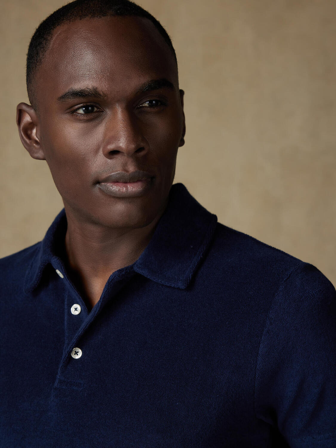 Frottee Poloshirt navy