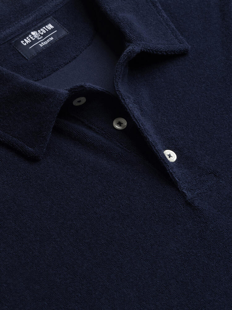 Terry navy polo shirt