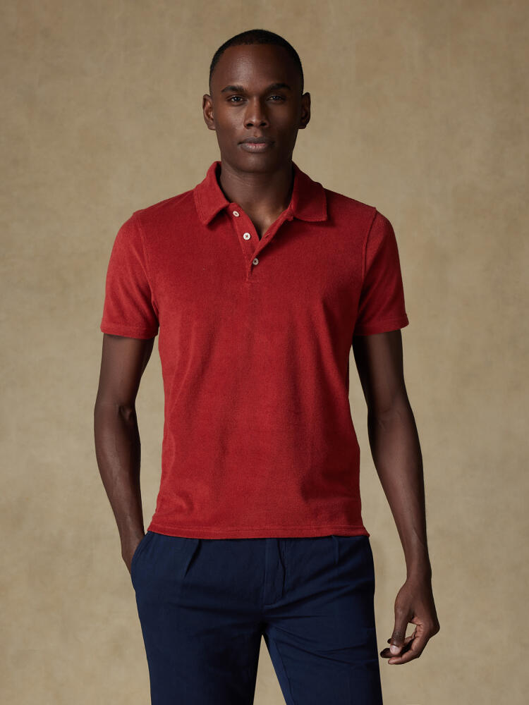 Polo Terry en éponge rouge