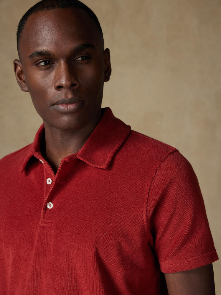 Polo Terry en éponge rouge