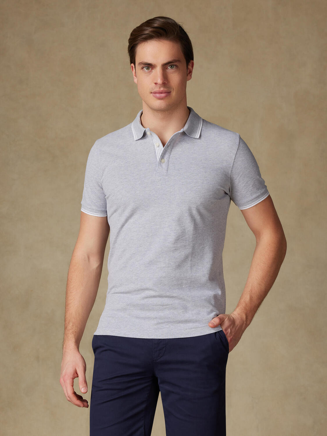 Ray polo in grijs piqué