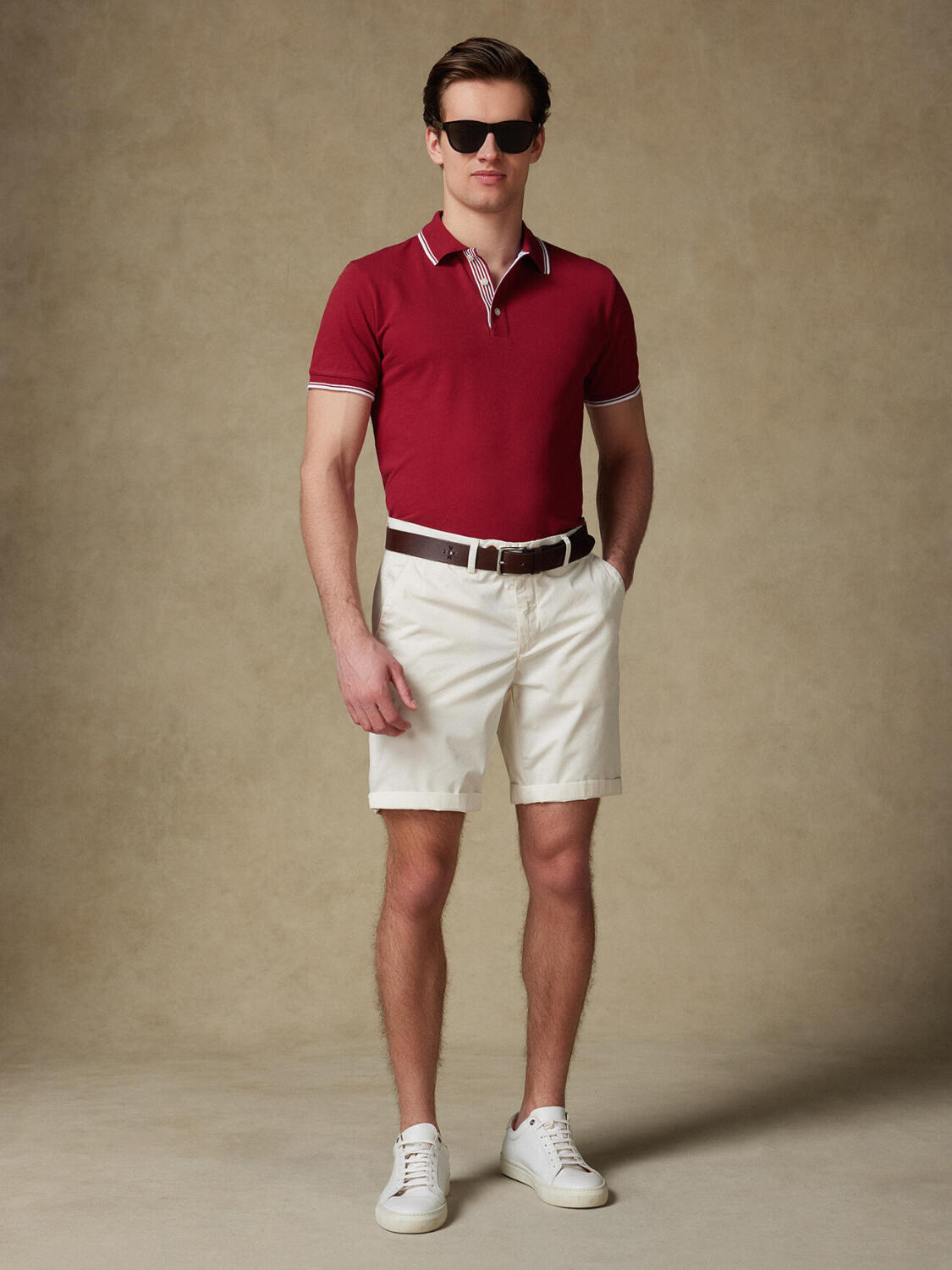 Polo Ray in bordeauxfarbenem Piqué