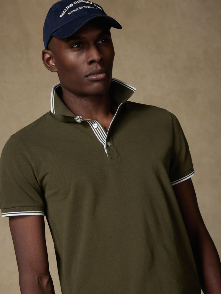 Polo Ray in khaki Piqué