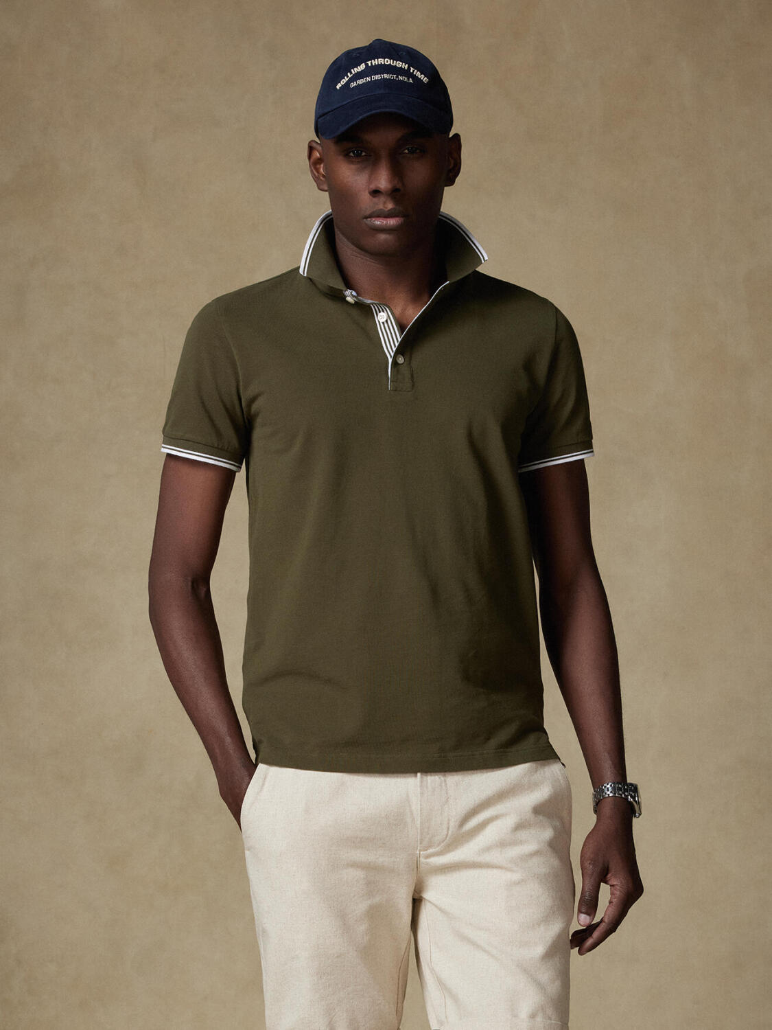 Polo Ray en piqué kaki