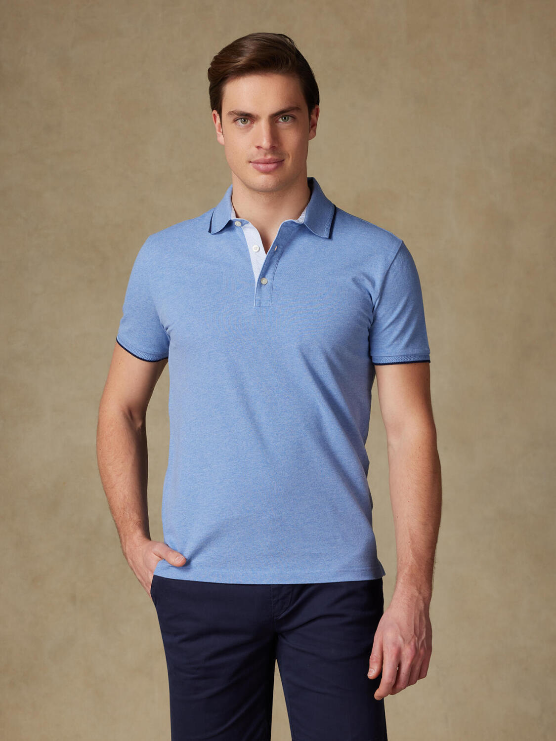 Polo Rick en piqué ciel