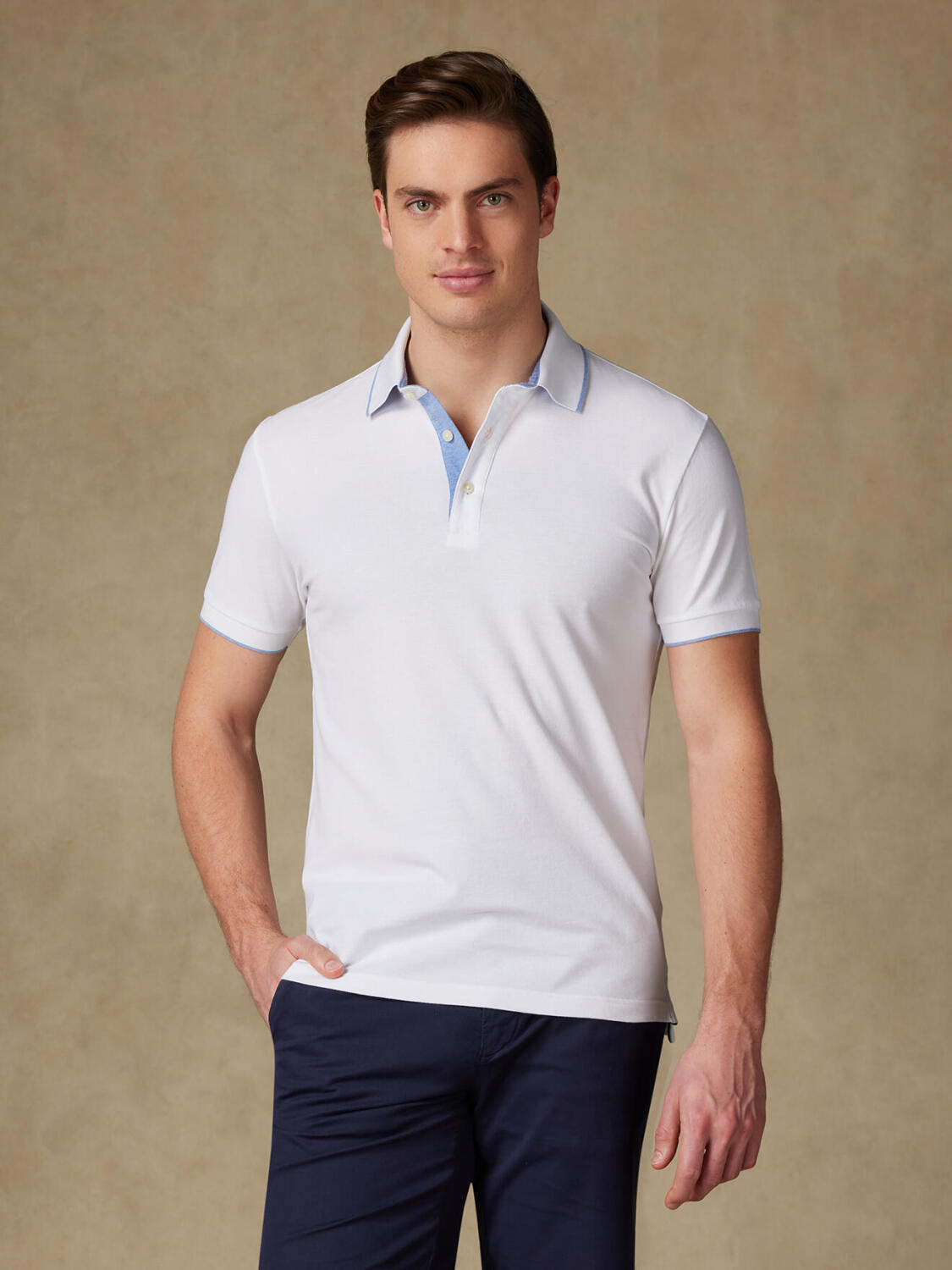 Polo Ron in piqu&eacute; bianco