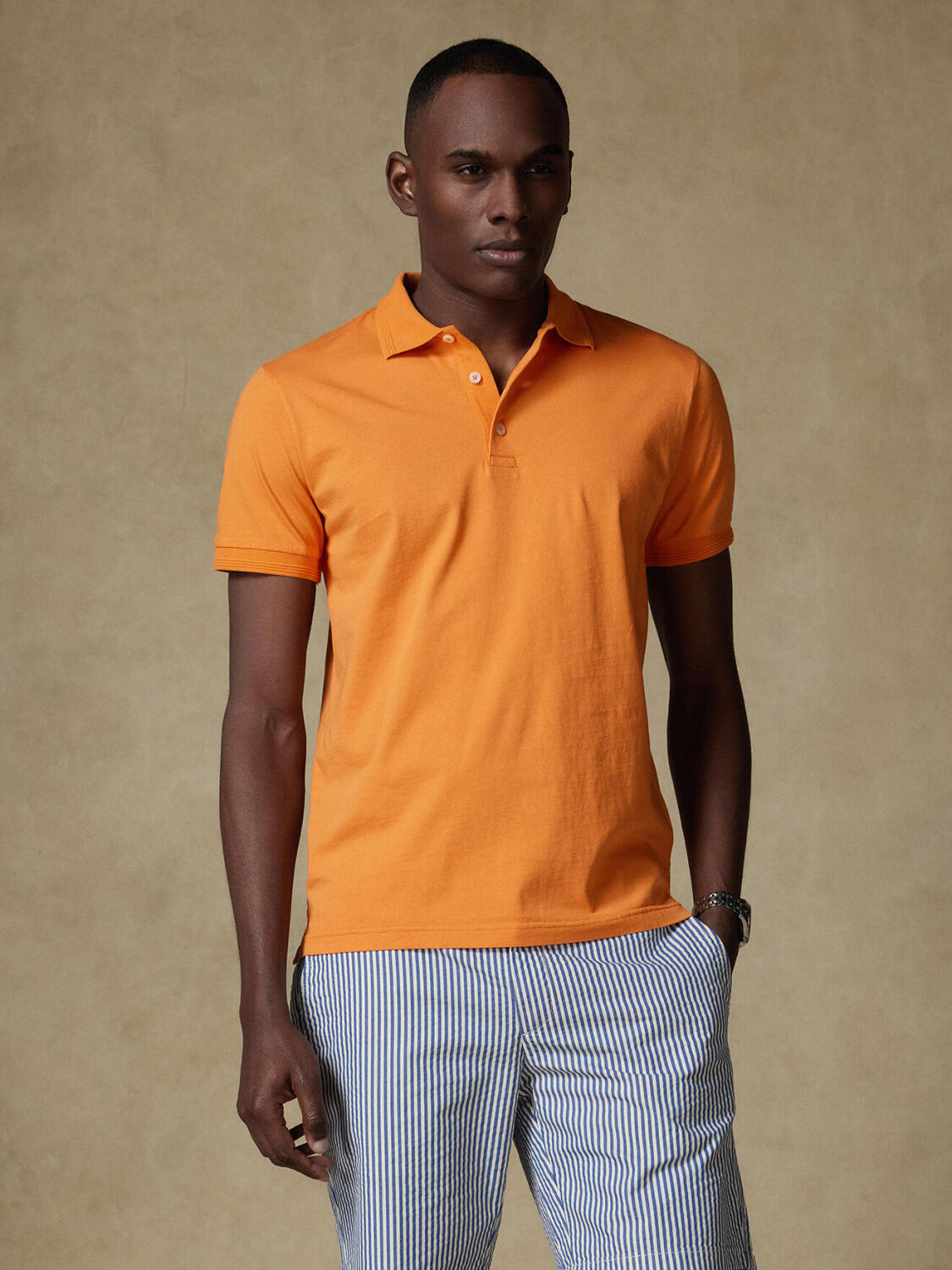 Polo Gareth aus orangefarbenem Jersey