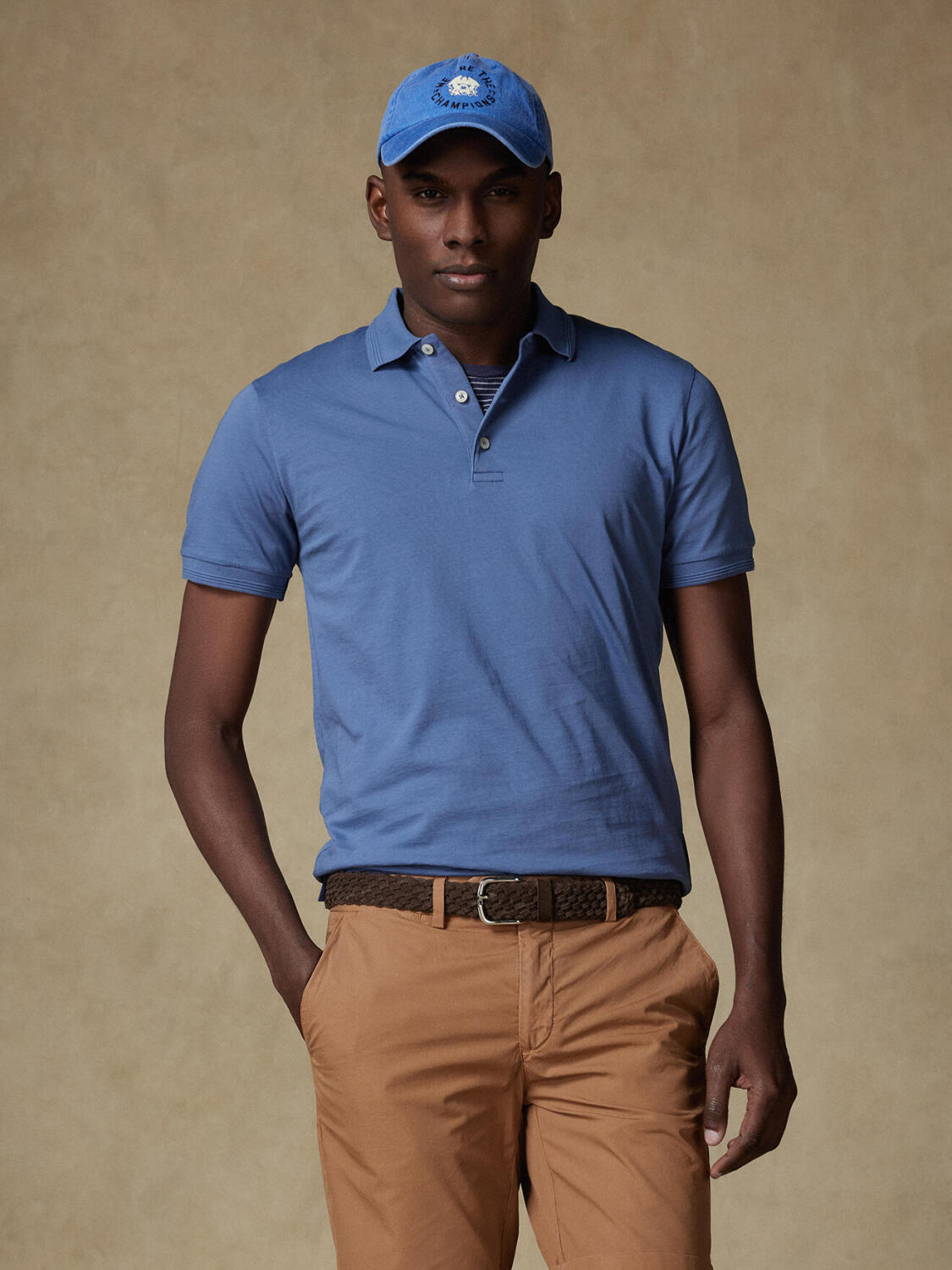 Blue jersey polo Gareth