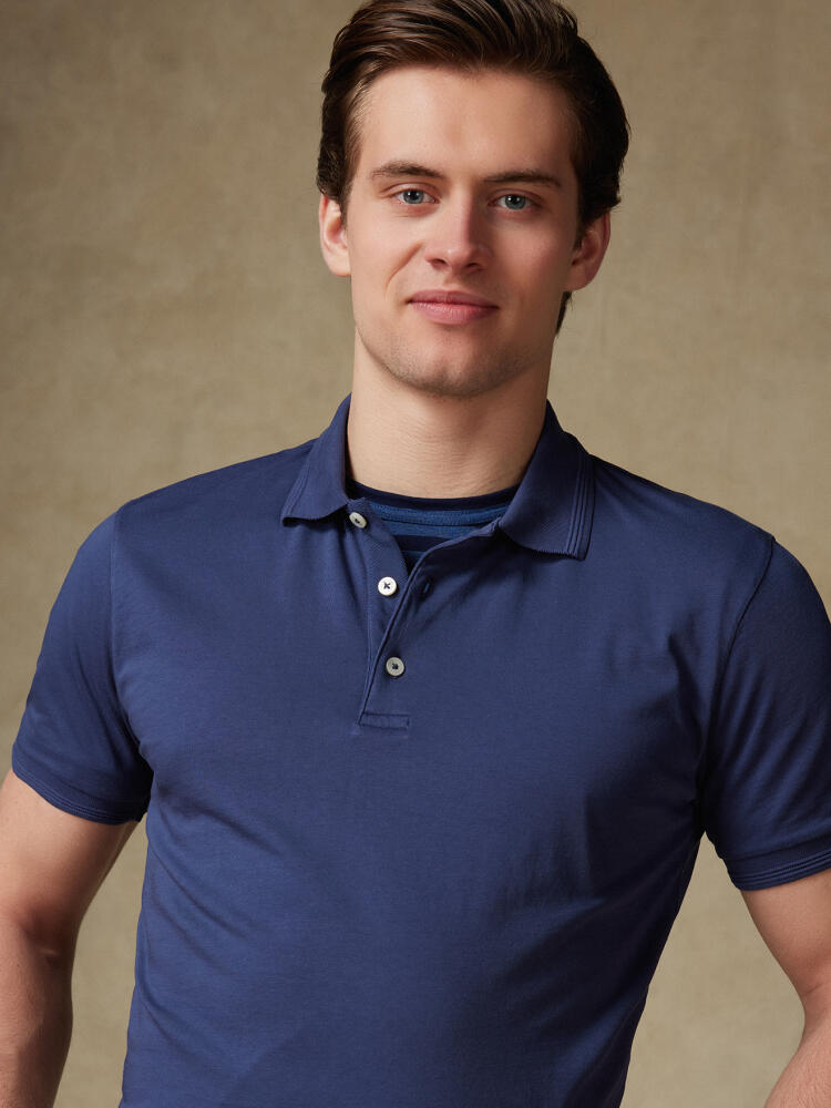 Polo Gareth en jersey marine