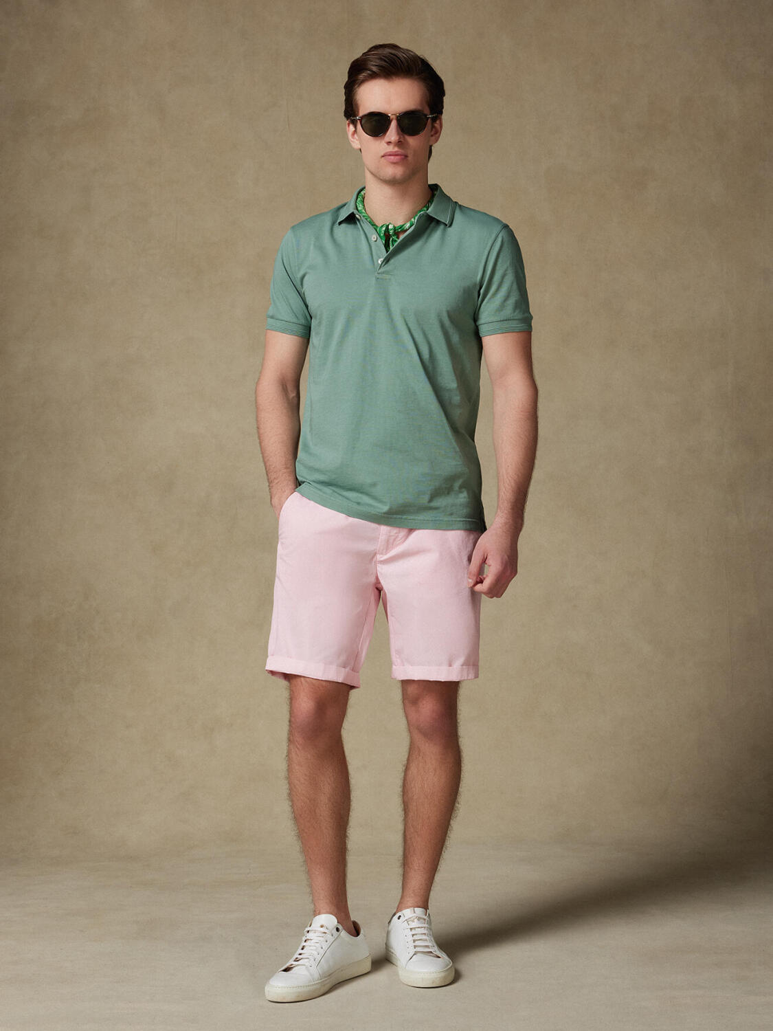 Polo Gareth aus celadonfarbenem Jersey