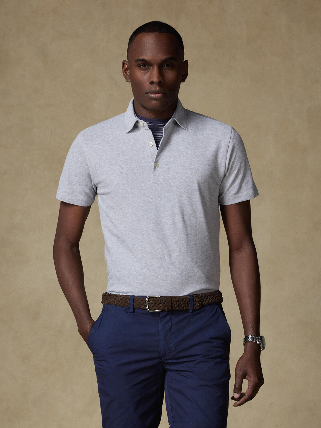 Heritage Poloshirt aus grauem Piqué