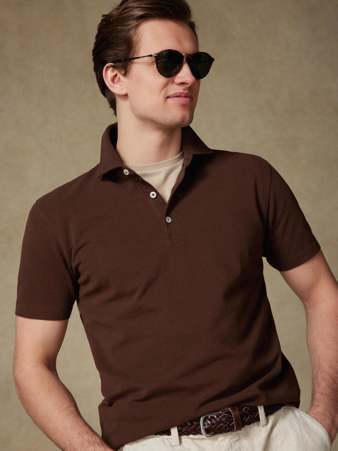 Heritage Polo in braun piqué