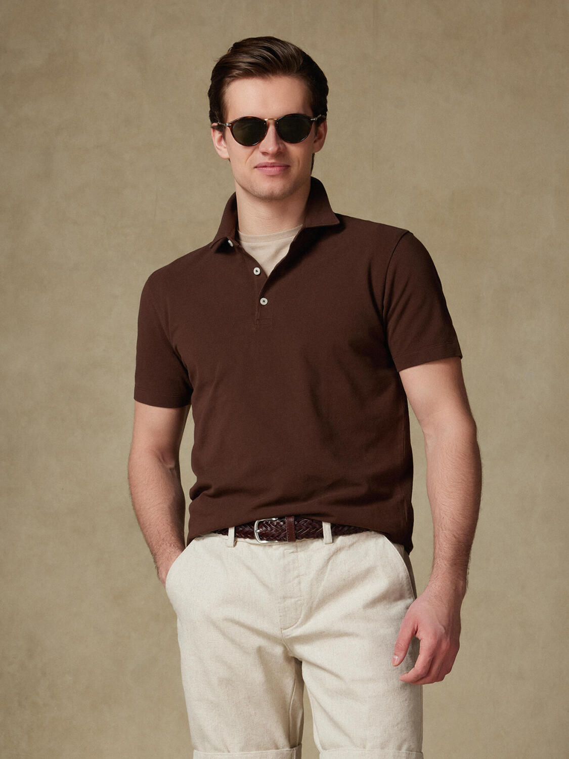 Heritage Polo in braun piqué