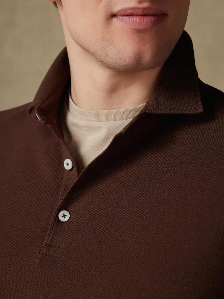 Polo Héritage en piqué marron