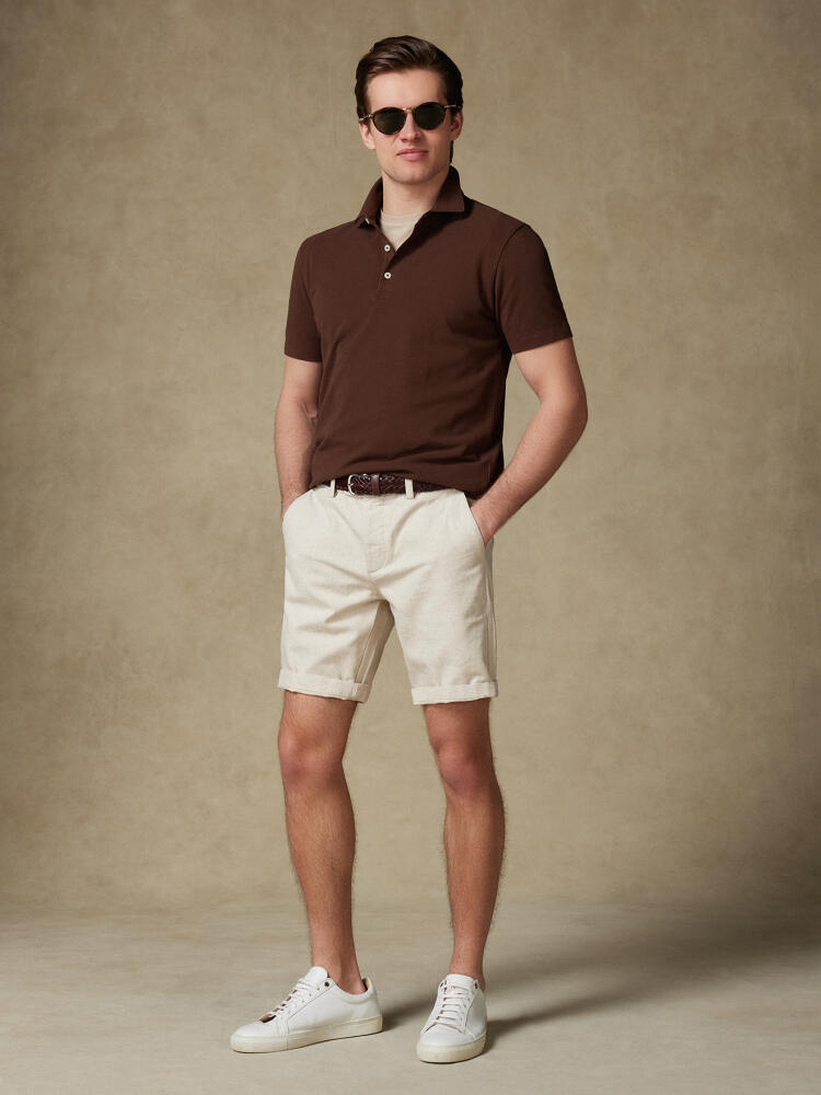 Polo Héritage en piqué marron