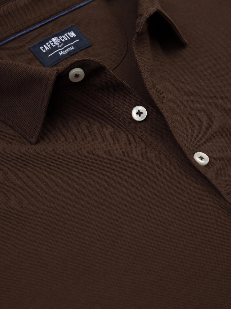 Polo Héritage en piqué marron