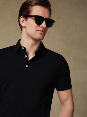 Heritage polo in black piqué