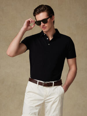 Heritage polo in black piqué