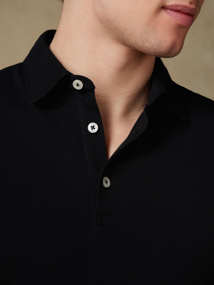 Heritage polo in black piqué