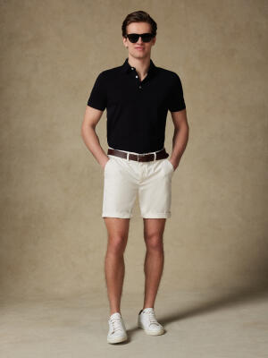 Heritage polo in black piqué