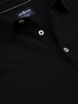 Heritage polo in black piqué