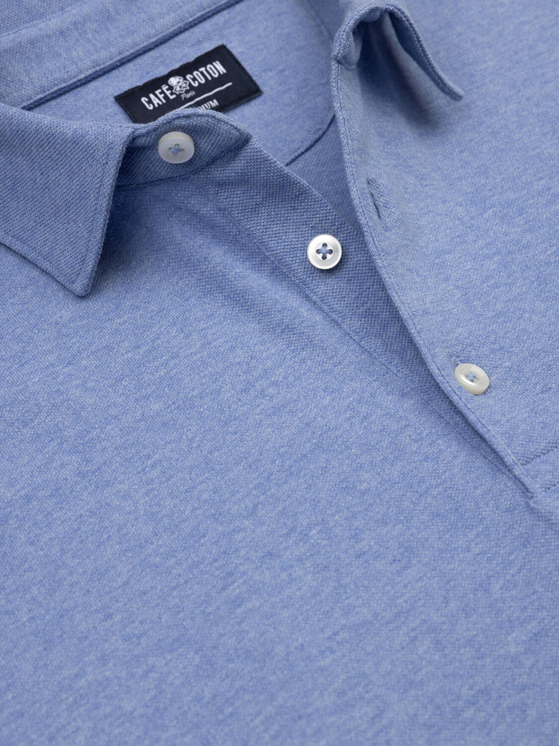 Heritage polo in sky piqué
