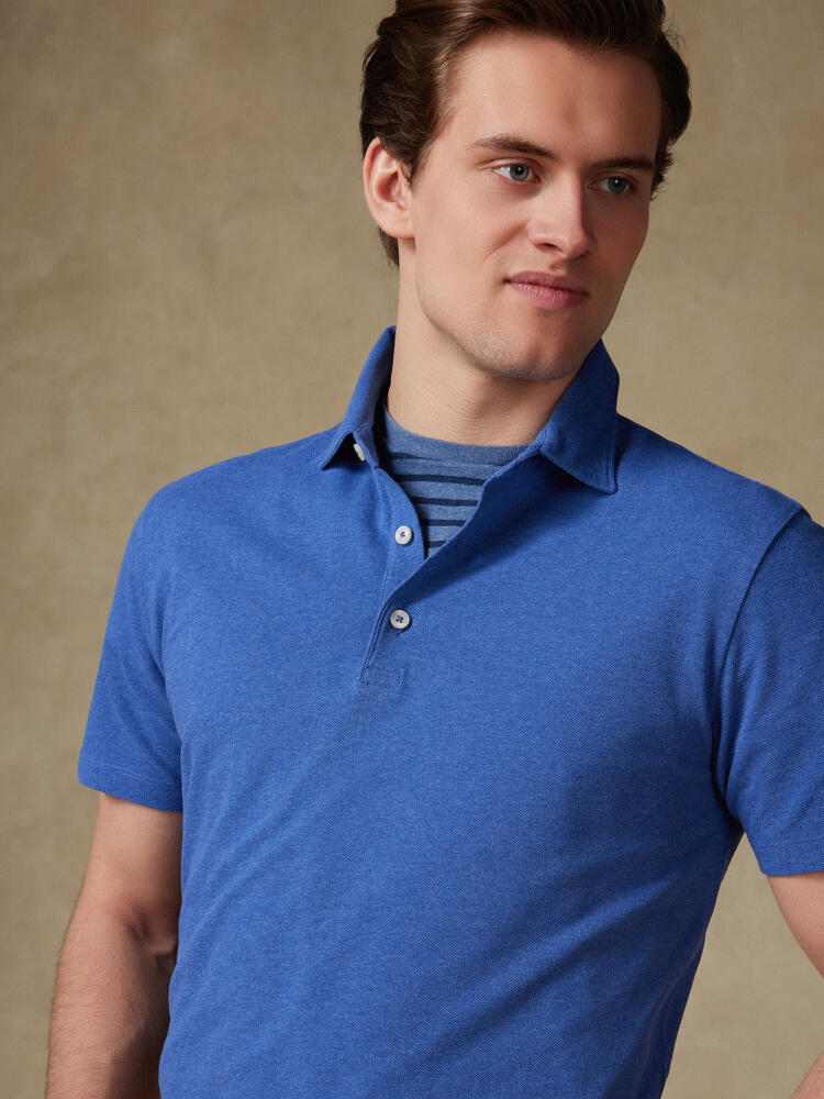 Polo Héritage en piqué bleu