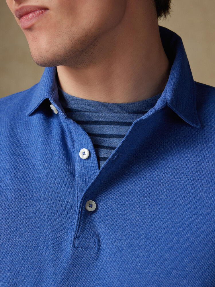 Polo Héritage en piqué bleu