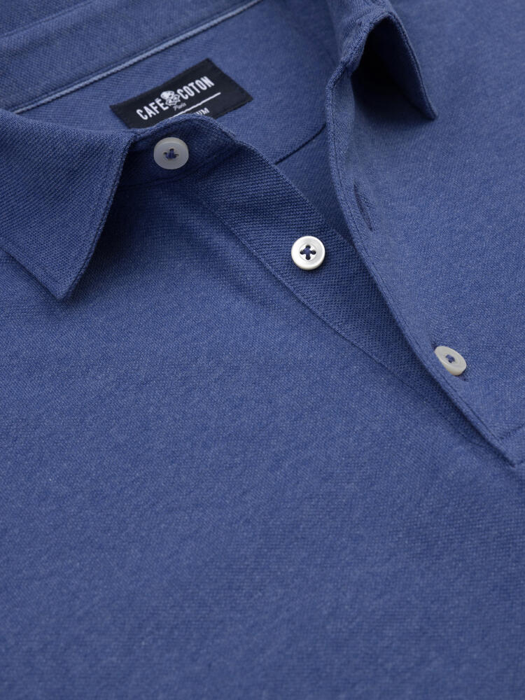 Polo Héritage en piqué bleu