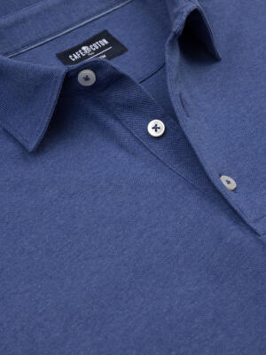 Polo Héritage en piqué bleu
