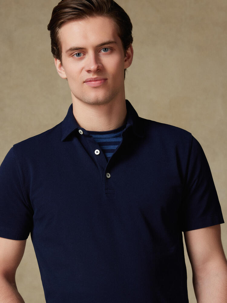Heritage polo in marine piqué
